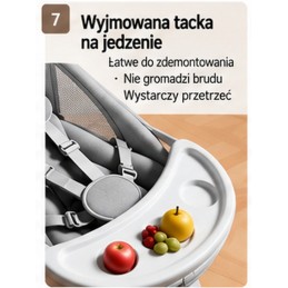 Elektryczny leżaczek bujaczek niemowlęcy z daszkiem i sterowaniem z aplikacji – szary
